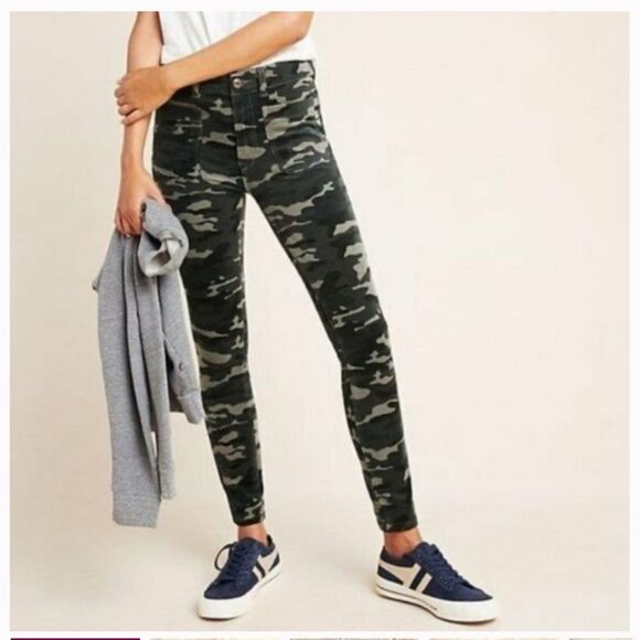 Anthropologie Pilcro and The Letterpress -High Rise Skinny Corduroy Camo Pants - Picture 1 of 13